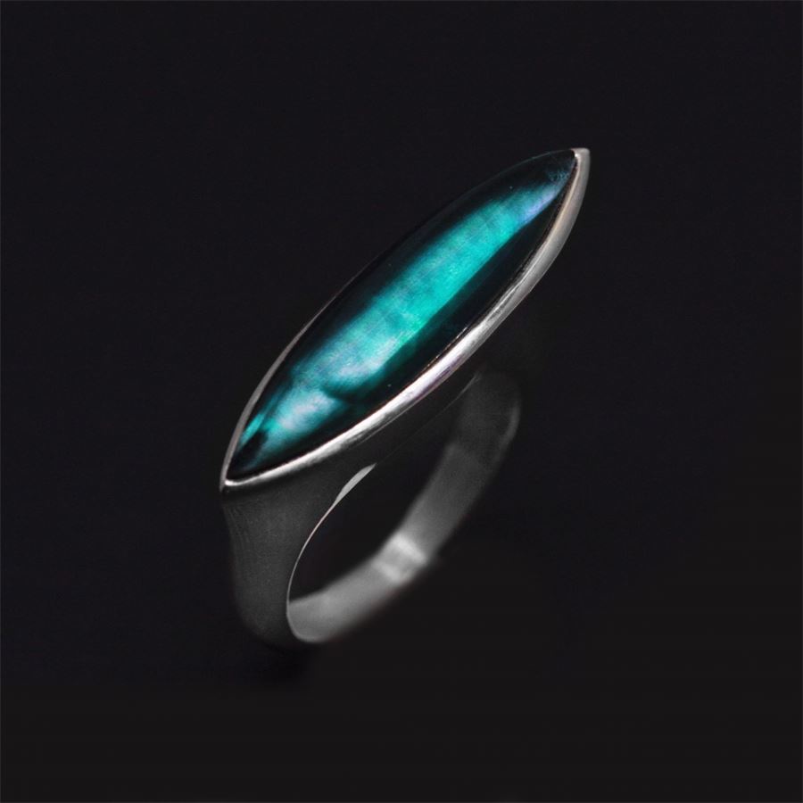Anello Navetta verde AURUM | AN1 NAV ARGVD P